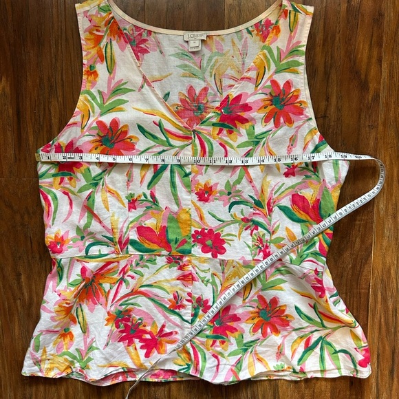 J. Crew Sleeveless Floral Linen Blend Peplum Fitted Top - Picture 9 of 10